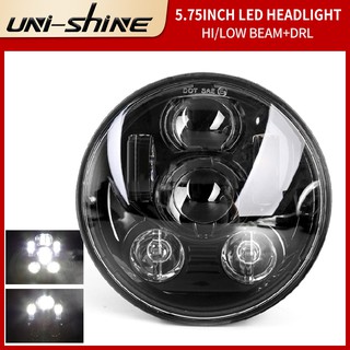 UNI-SHINE Đèn pha LED màu đen 5.75 inch 5-3 / 4 '' DRL chế độ sáng chùm cao/ thấp kiểu dáng tròn cho động cơ V-Star XVS UNI-SHINE