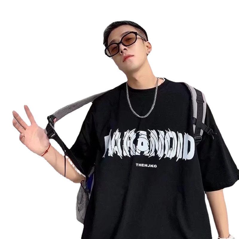 Áo Thun Tay Ngắn Dáng Rộng Cổ Tròn In Chữ Size M-8XL Phong Cách Nhật Bản Cho Nam