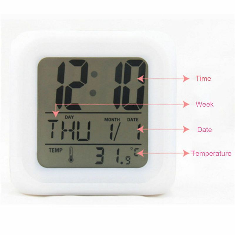 Tik Tok LED Alarm Clock Multi-Function 7 Color Change Digital Luminous Kids Gift