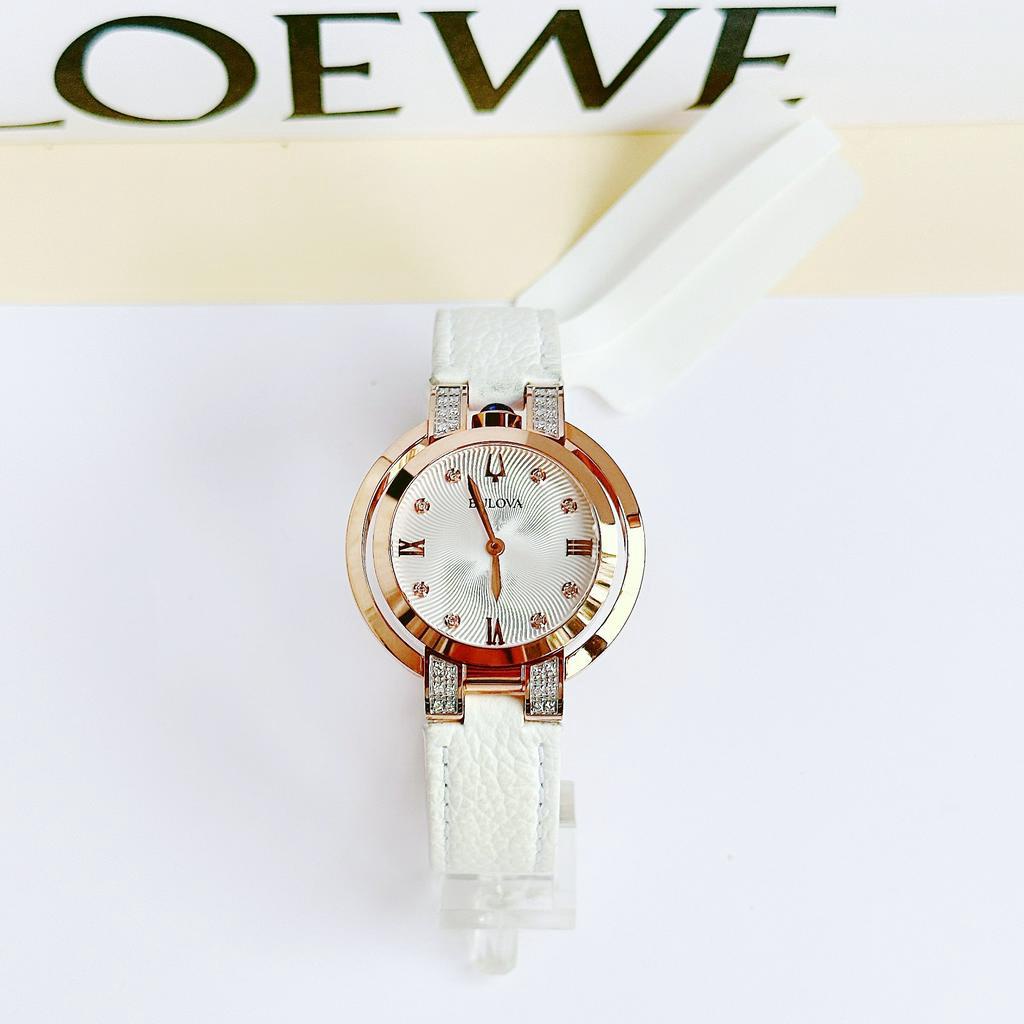 Đồng hồ nữ dây da Bulova Rubaiyat Diamond 98R243