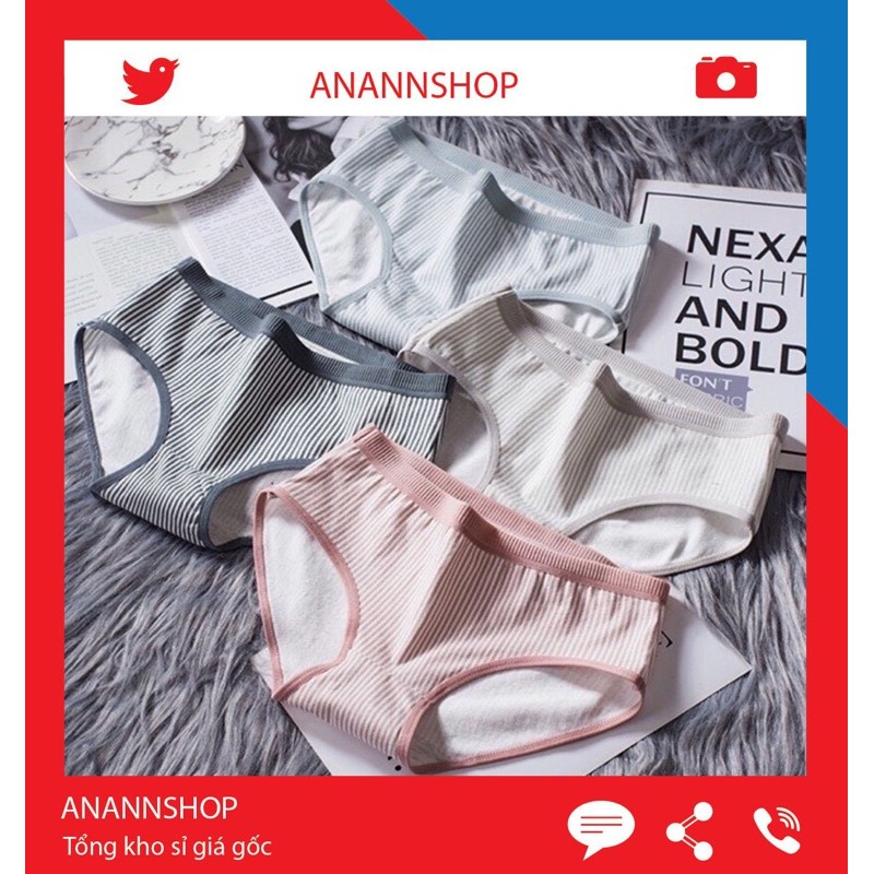 Quần Lót Nữ 💖FREESHIP💖 Quần Lót Cotton Kẻ Sọc Thiết Kế Đơn Giản Mặc Thoải Mái