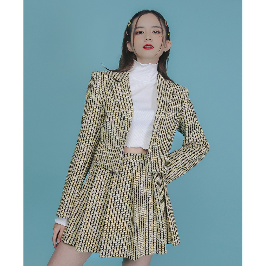 SET áo blazer croptop tay dài sọc tweed Dalla (có bán riêng sản phẩm) | BigBuy360 - bigbuy360.vn