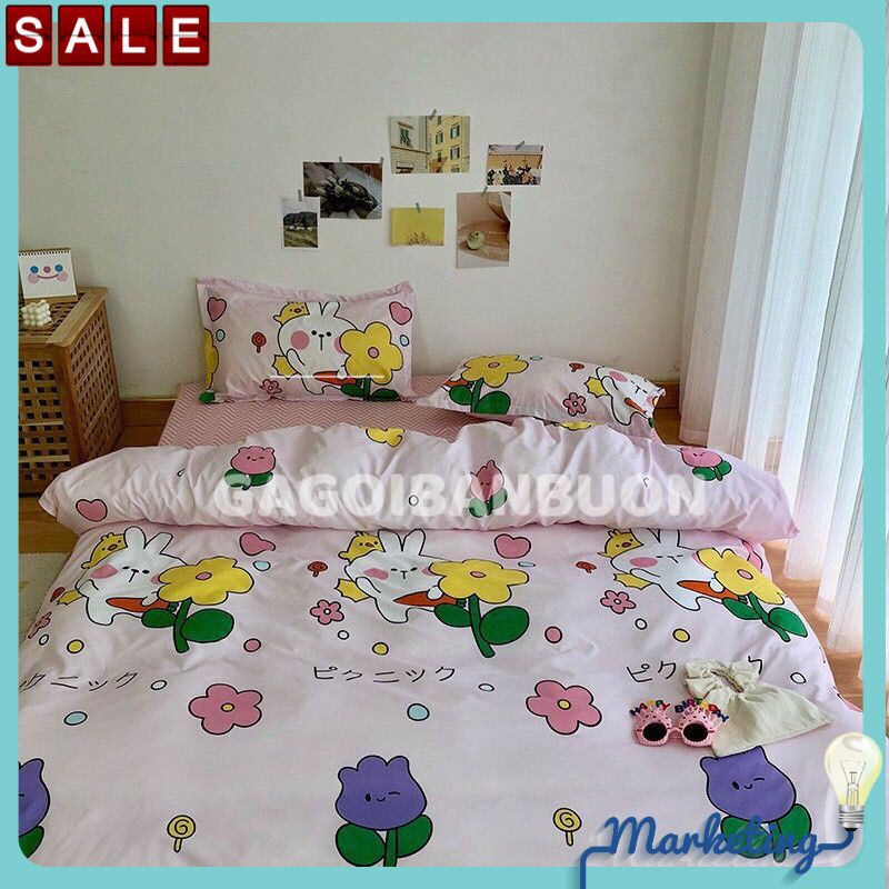 Bộ Chăn Ga Cotton POLY MẪU THỎ VUI NHỘNchăn, ga, cotton, ga nệm, chăn ga, cotton poly, chăn nệm, chăn ga gối, bedding️