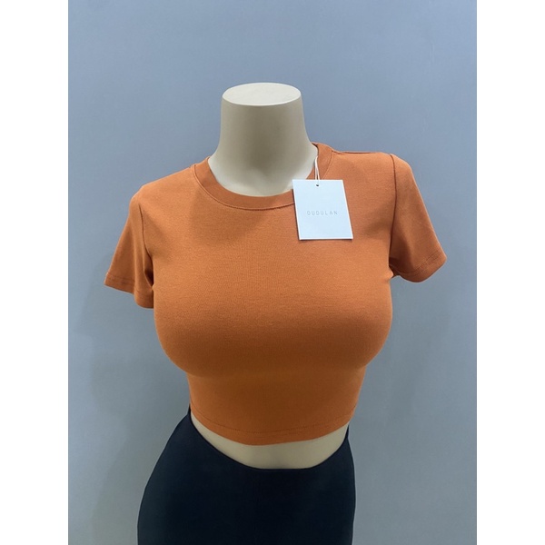 Áo croptop ngắn tay A11 DUDULAN Áo thun cộc tay cổ tròn