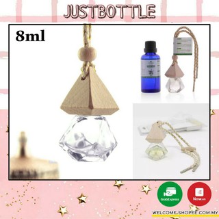 Vỏ chai đựng tinh dầu treo xe ô tô lục lăng 🍀 Chai khuếch tán tinh dầu thủy tinh treo phòng 7ml (chai rỗng)