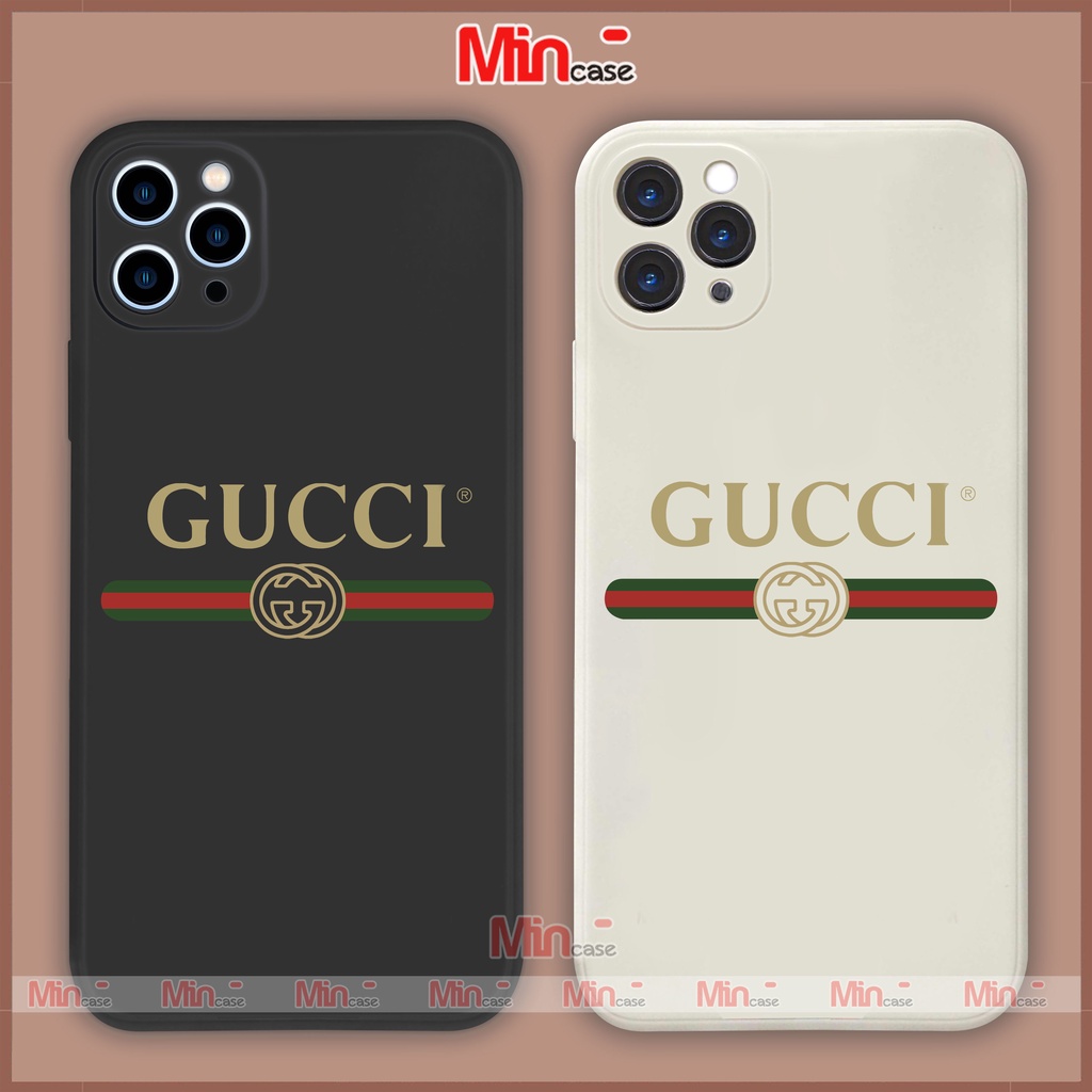 Ốp lưng điện thoại iPhone Gucci cạnh viền vuông silicon dẻo bảo vệ camera ip 6/6s/7/8/X/XS/XR/11/12/13/14 Pro Plus Max