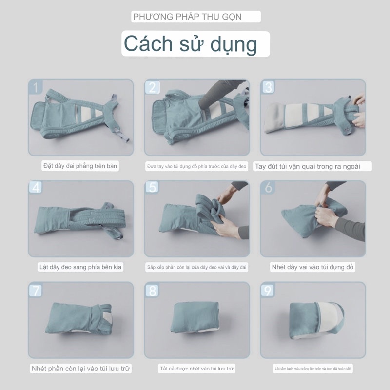 Địu Em Bé Sơ Sinh Có Đỡ Cổ Đa Năng Gọn Nhẹ, Địu lưới gấp gọn đi du lịch, Đai Địu Em Bé sơ sinh, Địu lưới thoáng khí