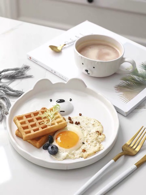 BỘ BÁT ĐĨA GẤU TRẮNG