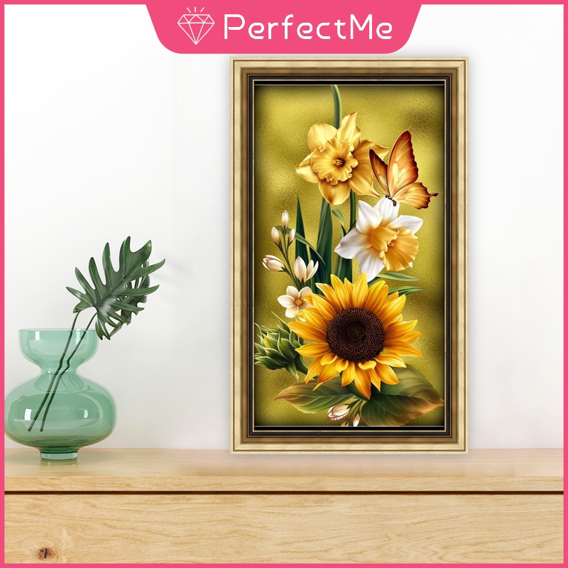 Bộ Tranh Đính Đá 5D Tự Làm 30x50cm Hình Hoa Hướng Dương