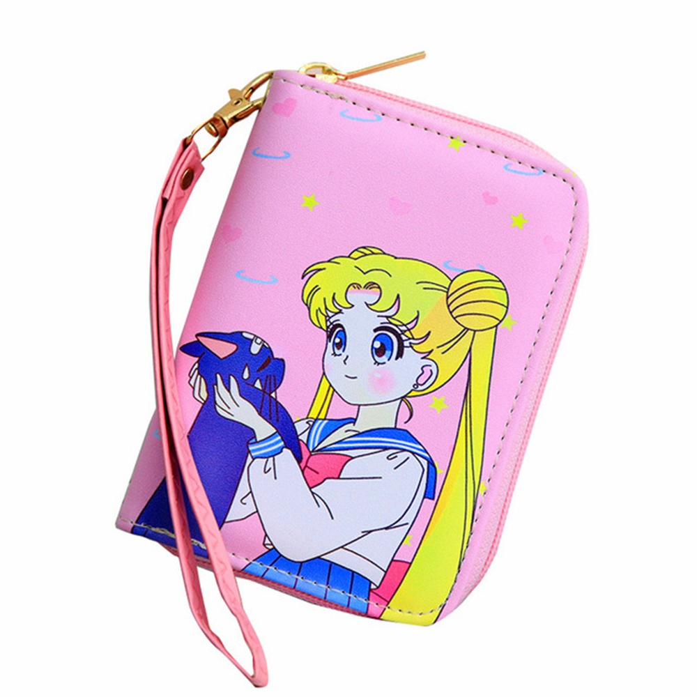 Sailor Moon Ví Đựng Tiền Xu / Điện Thoại / Chìa Khóa Họa Tiết Hoạt Hình Thủy Thủ Mặt Tr