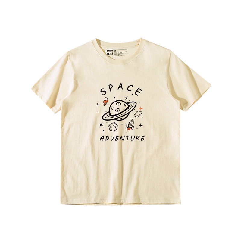 Áo Thun Crotop Form Rộng Tay Ngắn Chất Cotton Mền Mại In Hình Space Adventure Style Hàn Quốc TTT0118