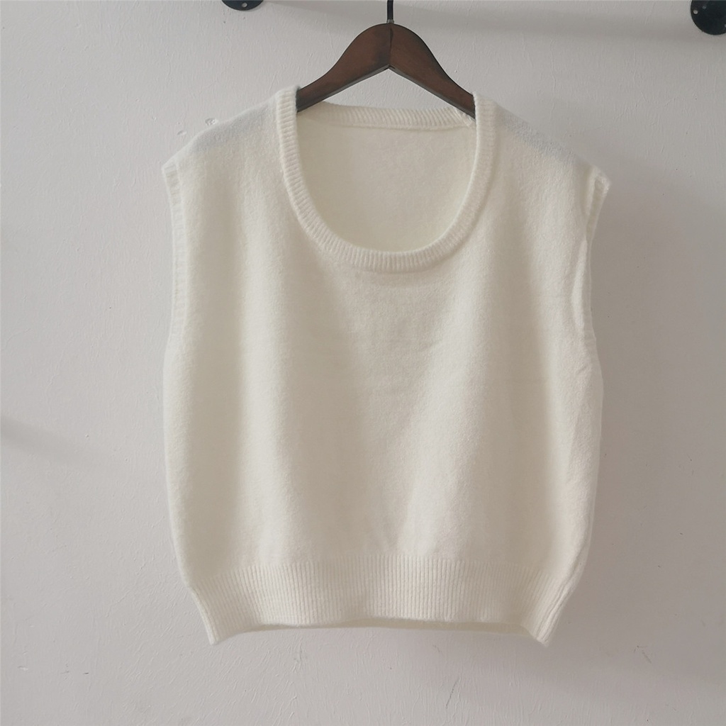 Áo len cổ chữ U màu sắc đơn giản thời trang Hàn Quốc cho nữ | BigBuy360 - bigbuy360.vn