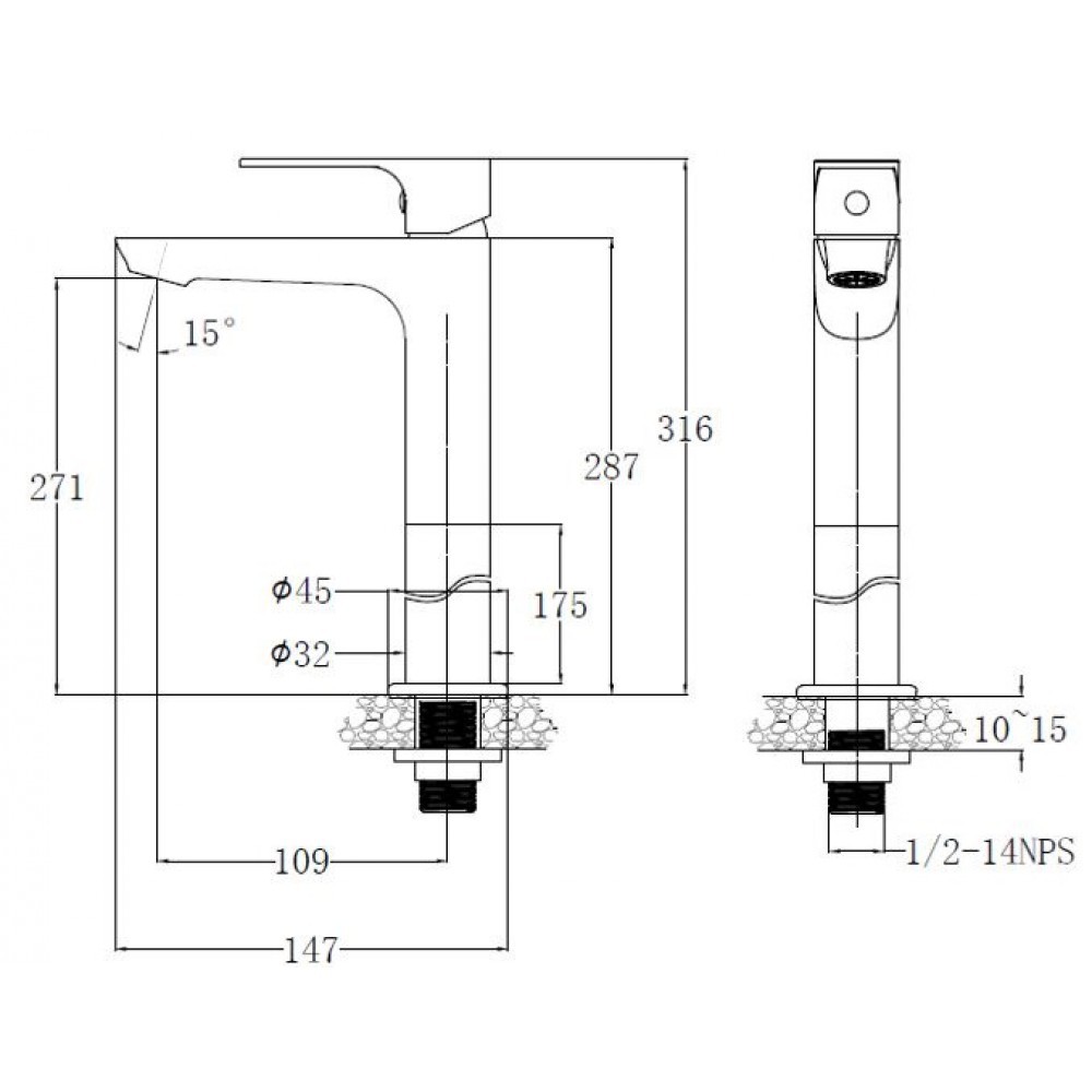 BỘ VÒI CHẬU LAVABO LẠNH CAO B061CU CAESAR