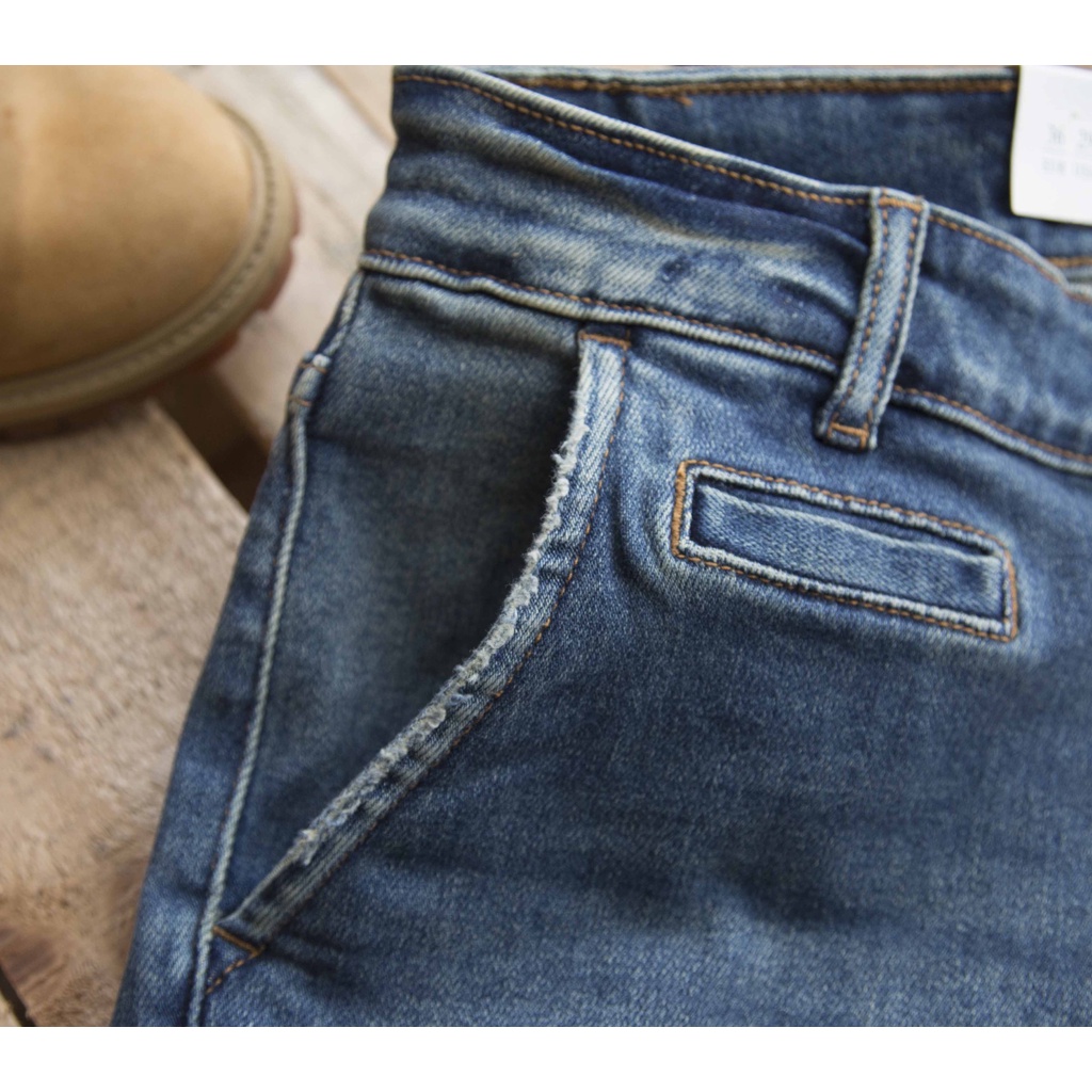 Quần short jean nam túi chéo chất vải cao cấp co dãn fom slimfit  - LAB 605606