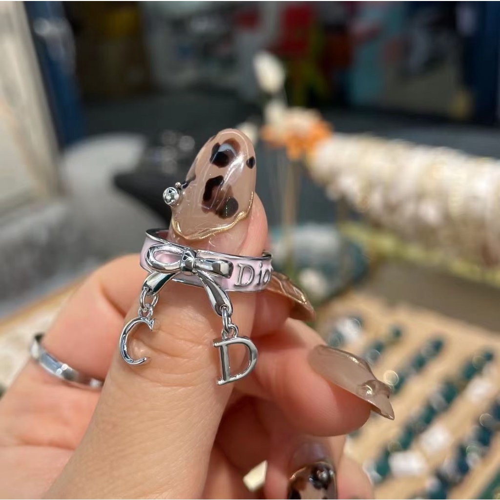 Nhẫn Đeo Tay Dior Xi Mạ Vàng / Bạc 925 Có Chữ Phong Cách Hàn Quốc Cho Nữ