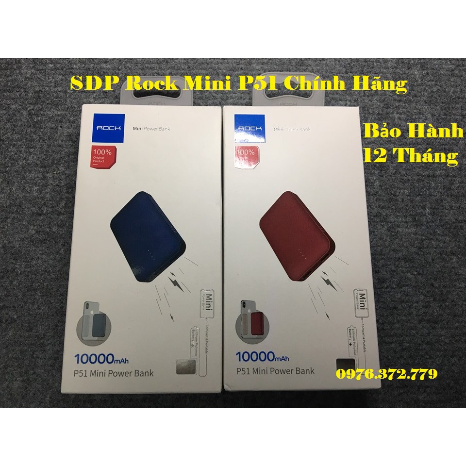 Pin sạc dự phòng Rock P51 Mini Power 10000 mAH siêu đẹp - BH 12 tháng