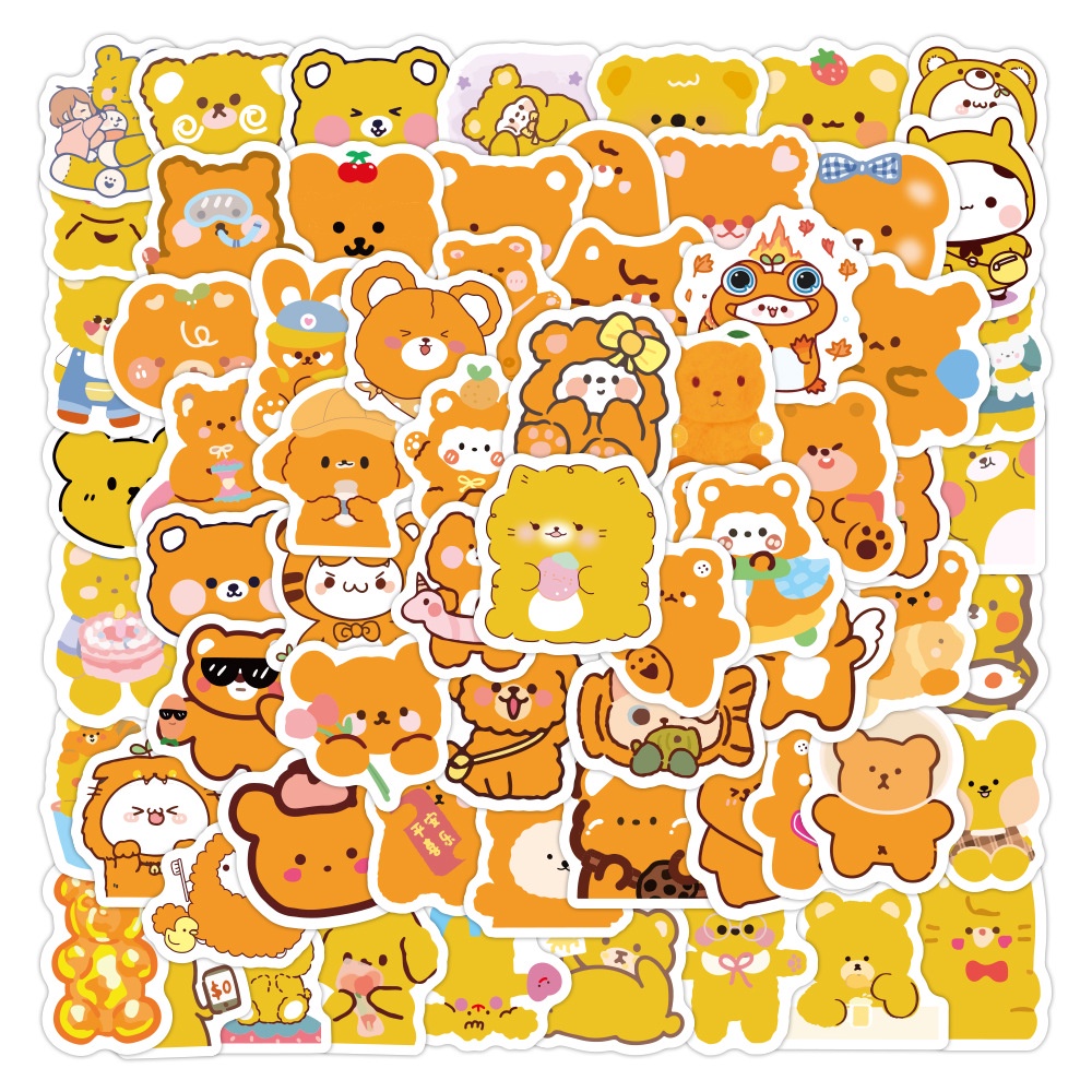 set 100 Sticker gấu cam chibi /cute chống nước dán laptop, hình dán mũ bảo hiểm, dán xe, điện thoại, vali 103