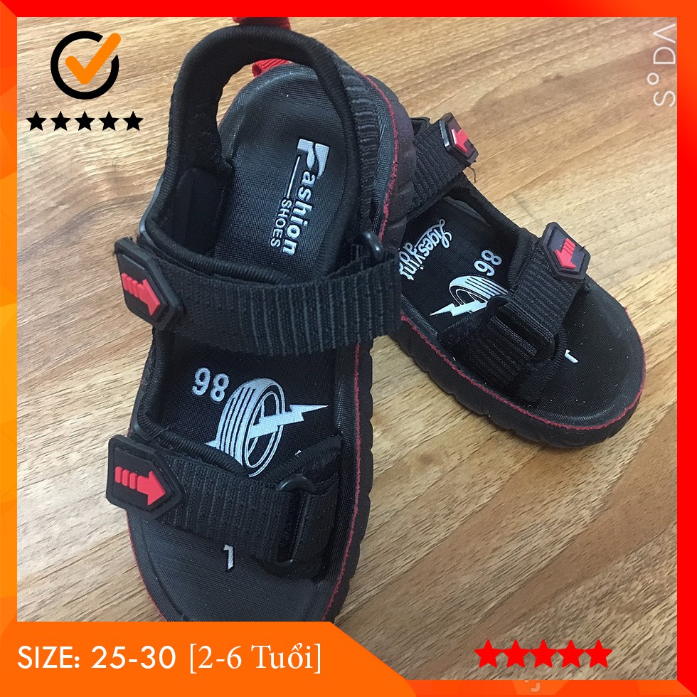 [Dép Sandal] Dép Cho Bé 2-6 Tuổi Mix Màu Đen Đỏ Cực Chất Phong Cách Kids Shoes Hàn Quốc Mới Nhất - Dép Quai Hậu Đi Học