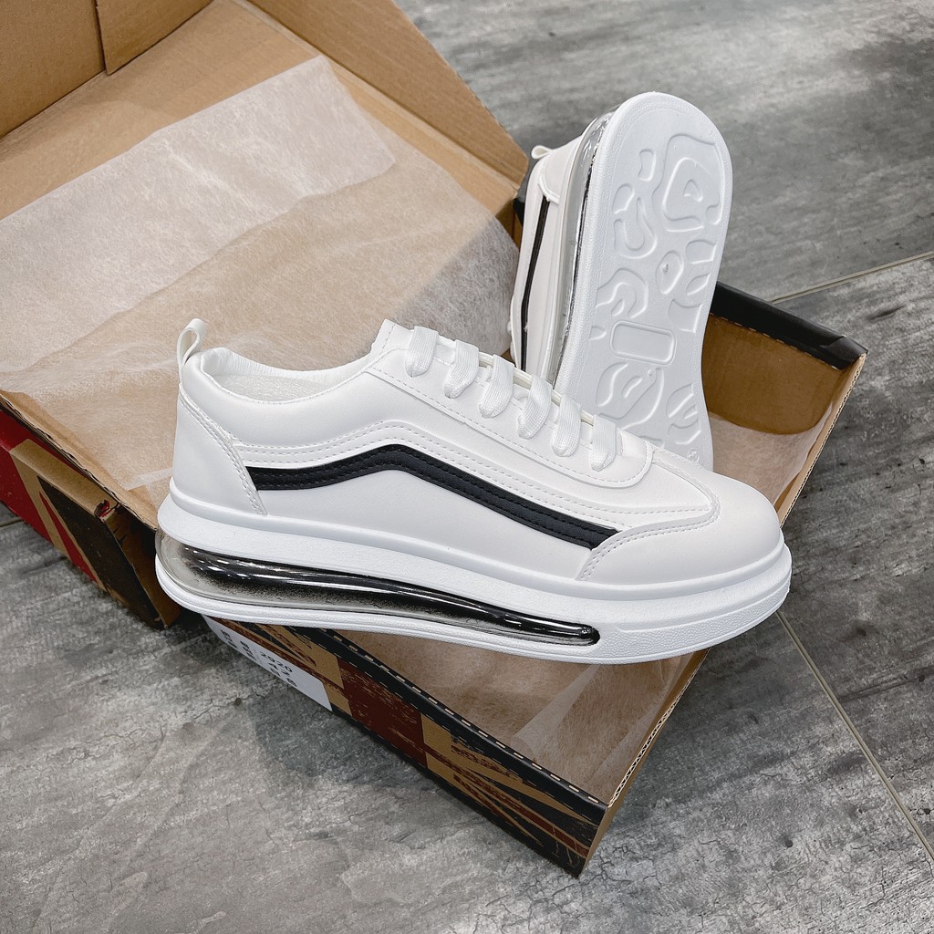 [FreeShip - Đi là sướng] Giày thể thao nam,  giày nam tăng chiều cao đế khí Trắng viền đen DQ19 | BigBuy360 - bigbuy360.vn