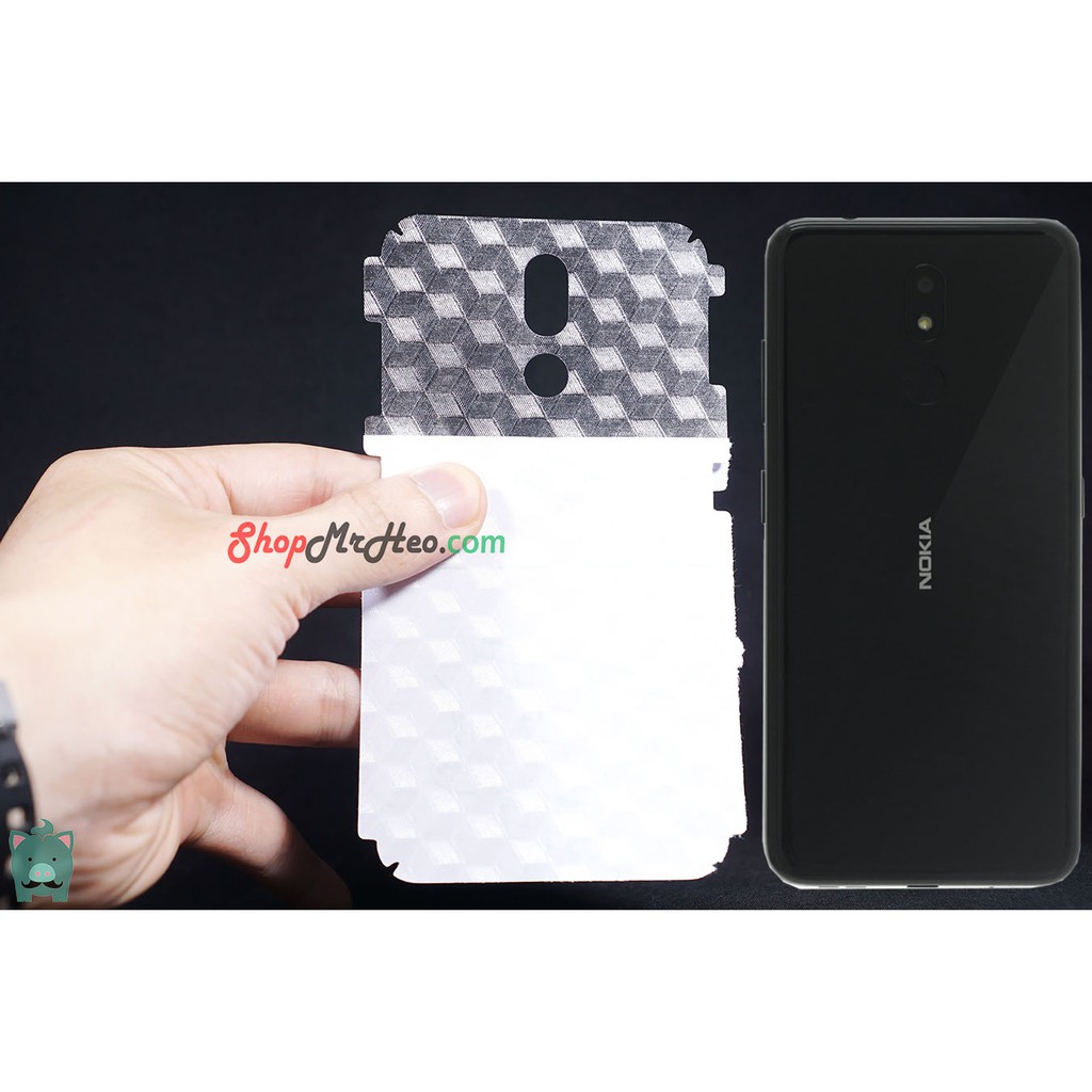 Bộ 3 Skin Dán Mặt Sau Lưng Vân 3D Carbon Nokia 3.2