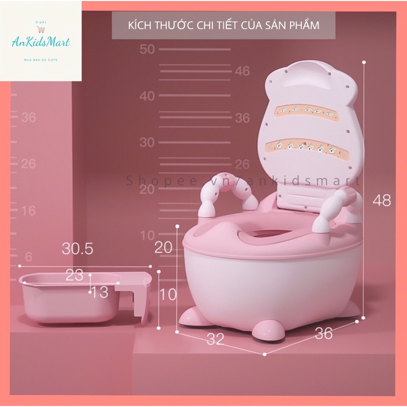 Bô vệ sinh cao cấp cho bé hình bò sữa siêu xinh, có chỗ dựa và tay cầm