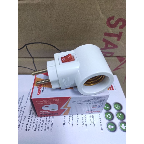 Đui liền phích gắn đèn hiệu Sopoka e27 có công tắc
