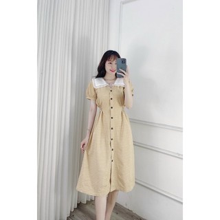 Váy kẻ caro cổ sen