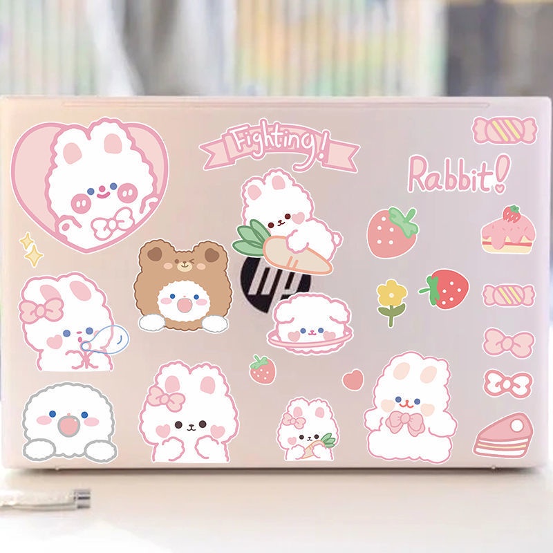 Nhãn Dán Trang Trí Vali laptop Họa Tiết Hoạt Hình Gấu Thỏ Đáng Yêu