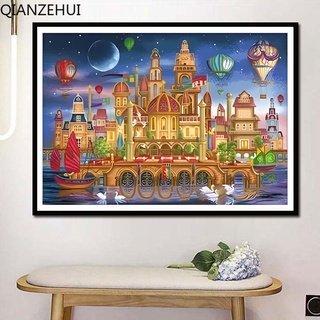 Bộ tranh thêu chữ thập 11ct diy hình lâu đài mơ ước