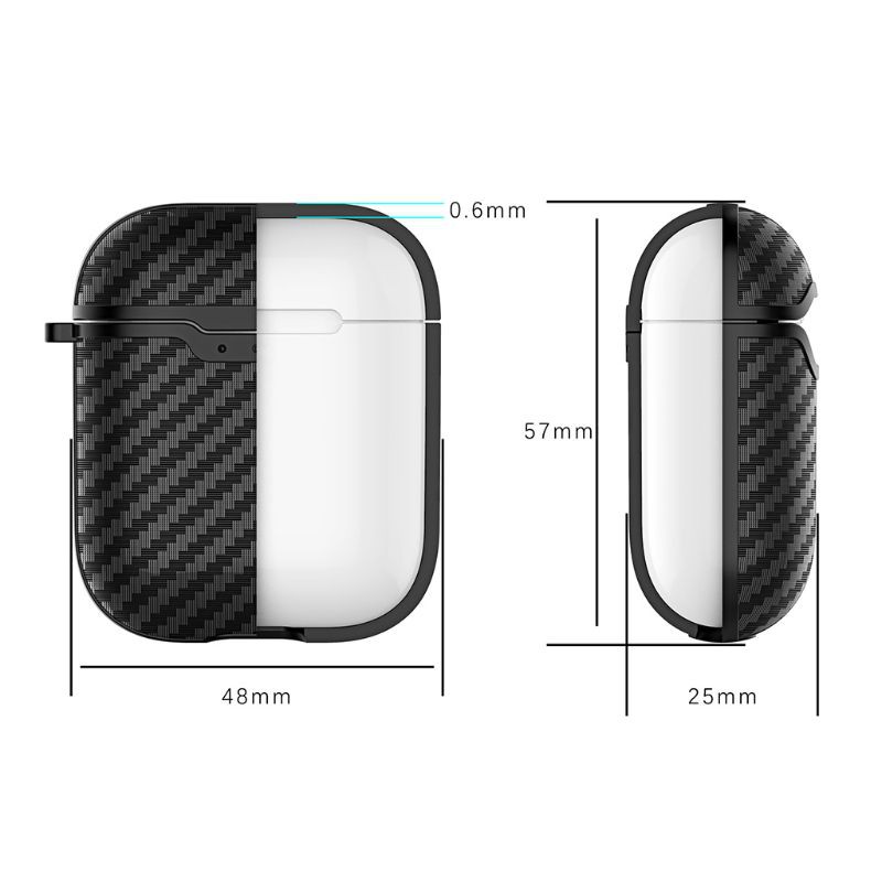 Vỏ Bảo Vệ Hộp Sạc Tai Nghe Airpods Bằng Silicon Họa Tiết Sợi Carbon Chống Sốc / Dấu Vân Tay