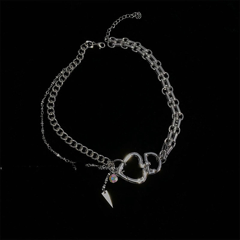 Vòng Cổ Gắn Mặt Trái Tim + Ổ Khóa Độc Đáo Phong Cách Hip-Hop