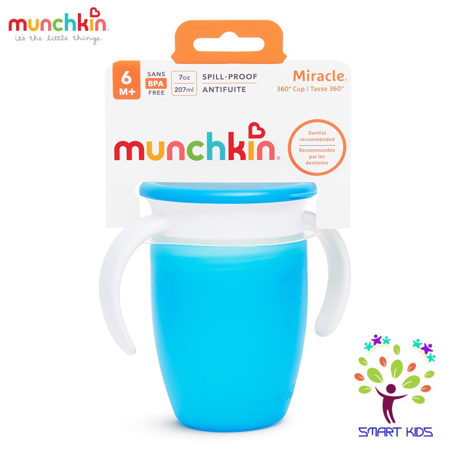 CỐC TẬP UỐNG 360 ĐỘ CHỐNG ĐỔ MUNCHKIN CÓ NẮP 207ML