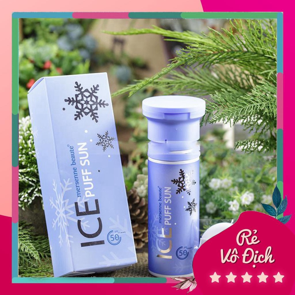 kem Chống Nắng Ice Sun Xanh - Kem Chống Nắng Ice Puff Sun Mersenne Beaute Pha Lê Tuyết Hàn Quốc metom