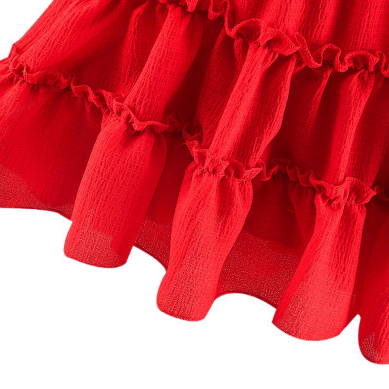 Đầm 2 dây màu đỏ dễ thương dành cho bé gái