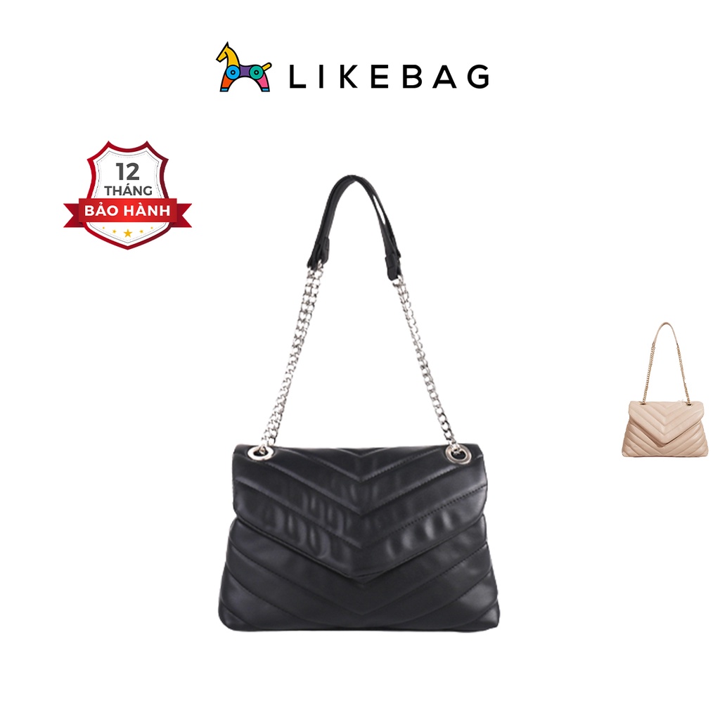 Túi đeo chéo nữ LIKEBAG khoác vai vân sọc form to phối xích sang trọng 218XK0811 - LIBAGI
