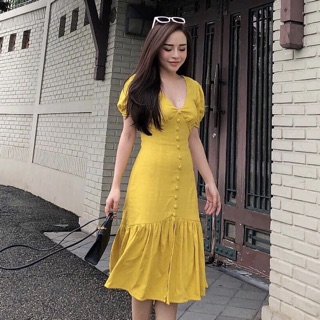 Đầm maxi đi biển, váy dạo phố, váy đuôi cá nút bọc 2 màu (kèm hình thật)