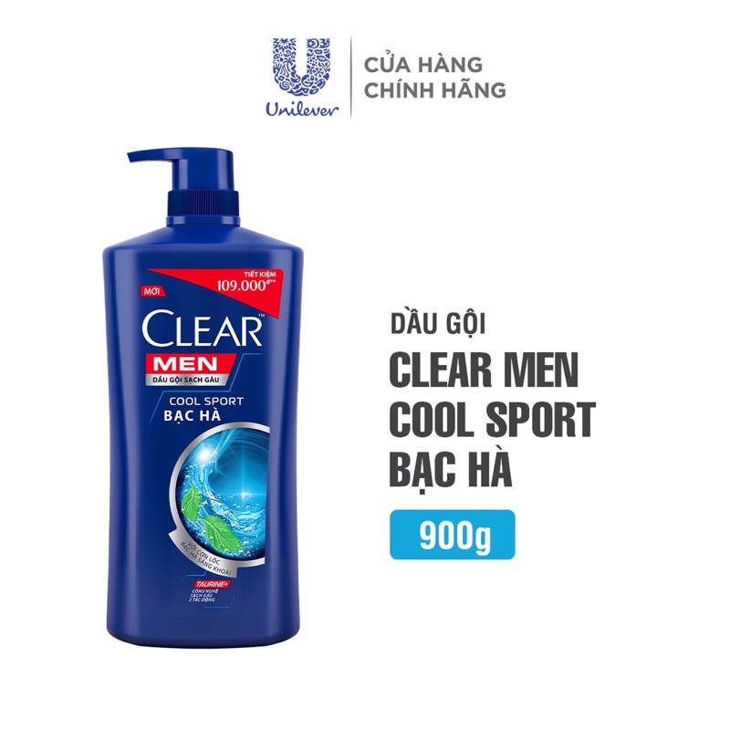 Dầu Gội Clear Men Cool Sport Bạc Hà Sạch Gàu Mát Lạnh 650g