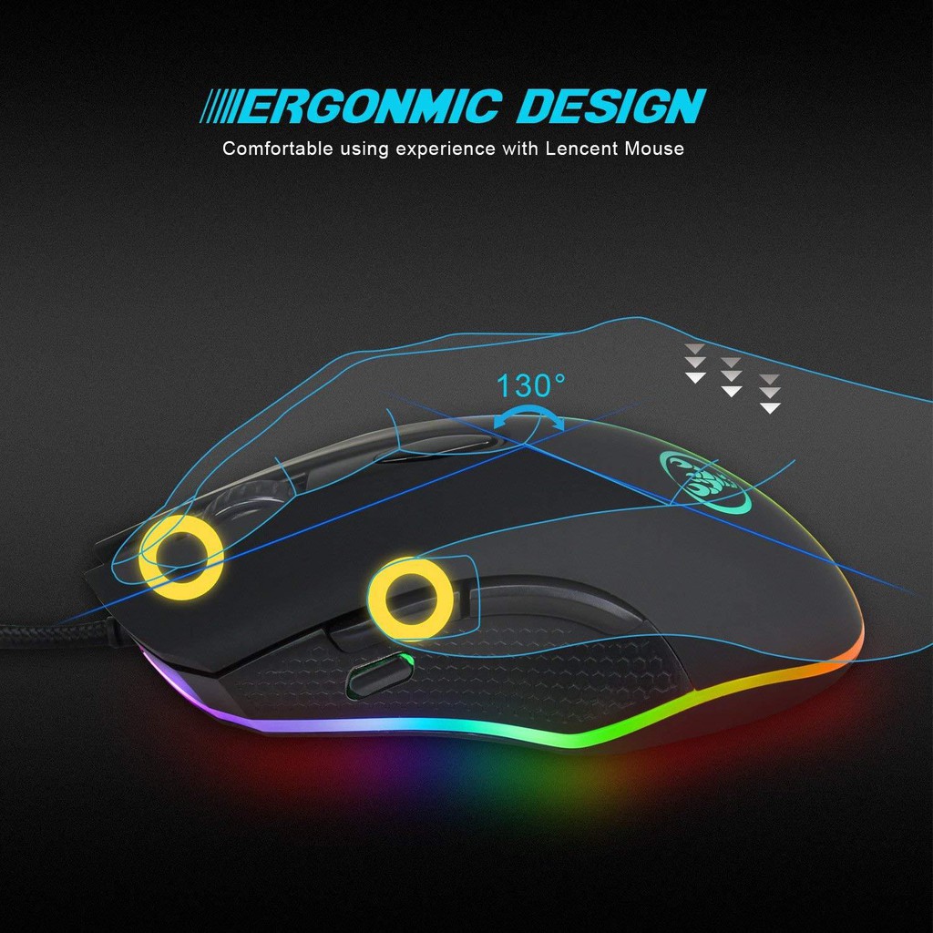 [Mã ELFLASH5 giảm 20K đơn 50K] Chuột chơi game chuyên dụng - Gaming Mouse HXSJ S500 - Đèn Led có nút chỉnh DPI