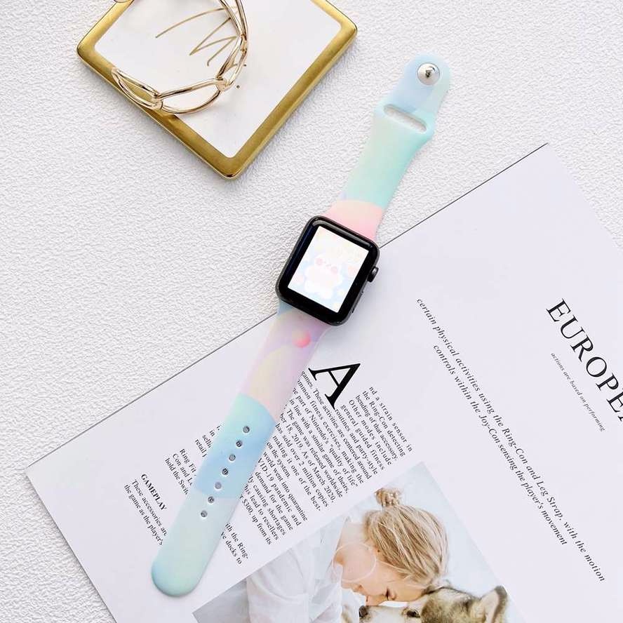 Dây đeo mềm màu gradient thích hợp cho đồng hồ thông minh Apple Watch 41mm 45mm 40mm 44mm 38mm 42mm