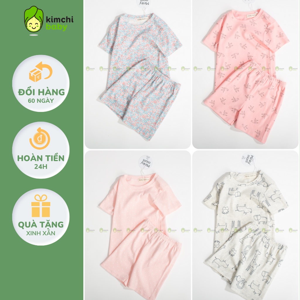 [MÀU NGẪU NHIÊN] Combo 4 bộ Đồ Bộ Bé Gái, Bé Trai Minky Mom Vải Cotton Borip Xuất Dư, Bộ Cộc Tay Mặc Nhà Cho Bé MKM2212