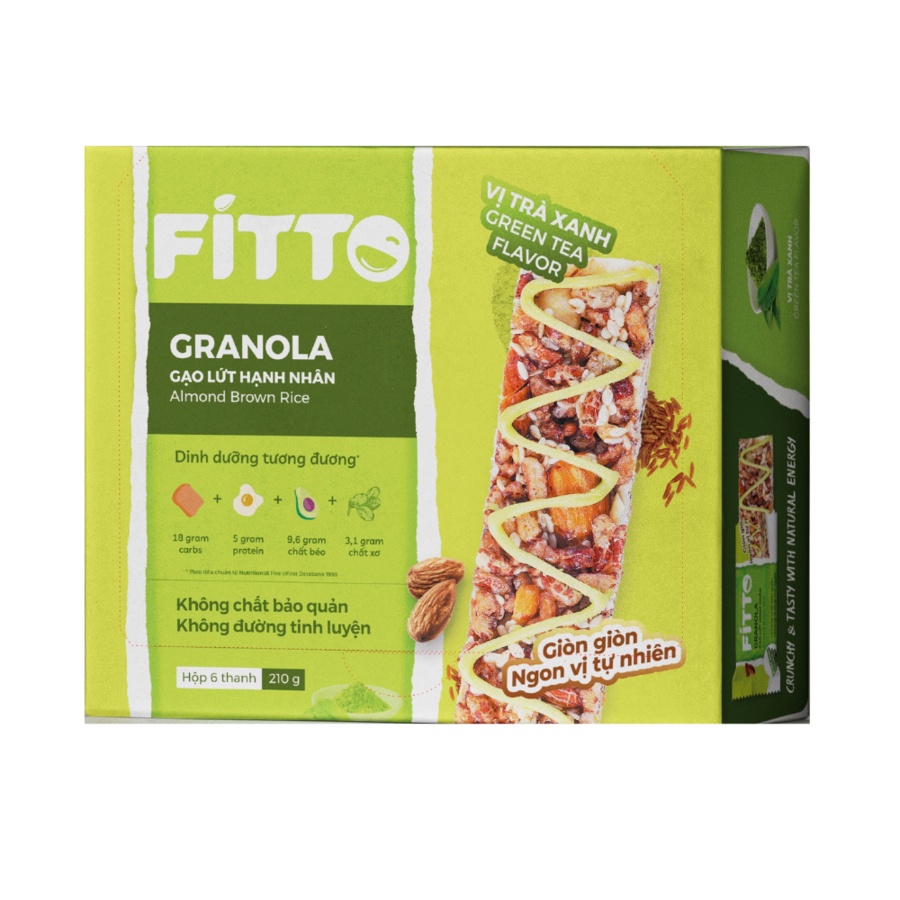HỘP 6 THANH NĂNG LƯỢNG FITTO TRÀ XANH - BÁNH ĂN KIÊNG- GIẢM CÂN- TIỂU ĐƯỜNG-ĂN CHAY