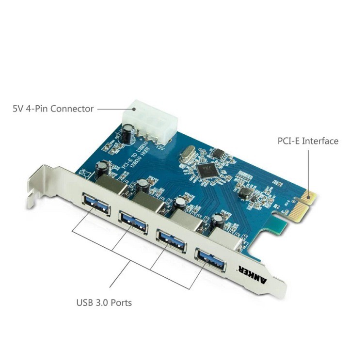 Card chuyển đổi PCI Express to USB 4 cổng 3.0 - Card máy tính