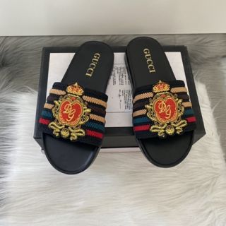 Dép da thổ cẩm nam mác D và G( thổ cẩm D và G viền vàng)