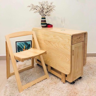 Bàn Ăn Thông Minh Gỗ Sồi Tự Nhiên ( Bộ 4 Ghế ) Ghế Nan