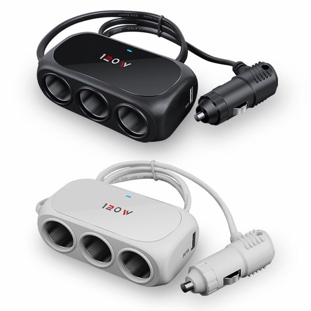 Tẩu sạc chia 3 trên Ô-to Công suất lớn 3 tẩu 2 Usb