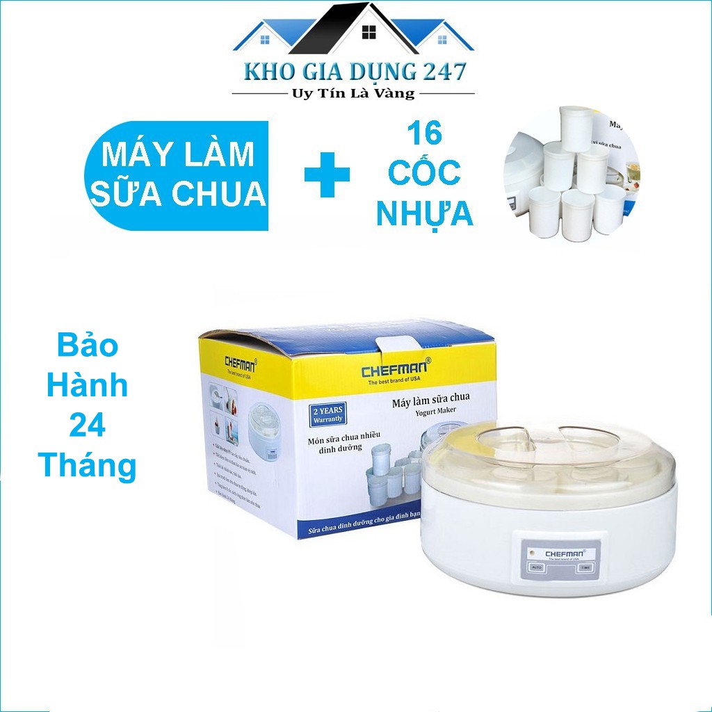 Máy làm sữa chua Chefman❣️(16 cốc nhựa) , NowShip Hà Nội 1H, HÀNG CHÍNH HÃNG , BẢO HÀNH 12 Tháng