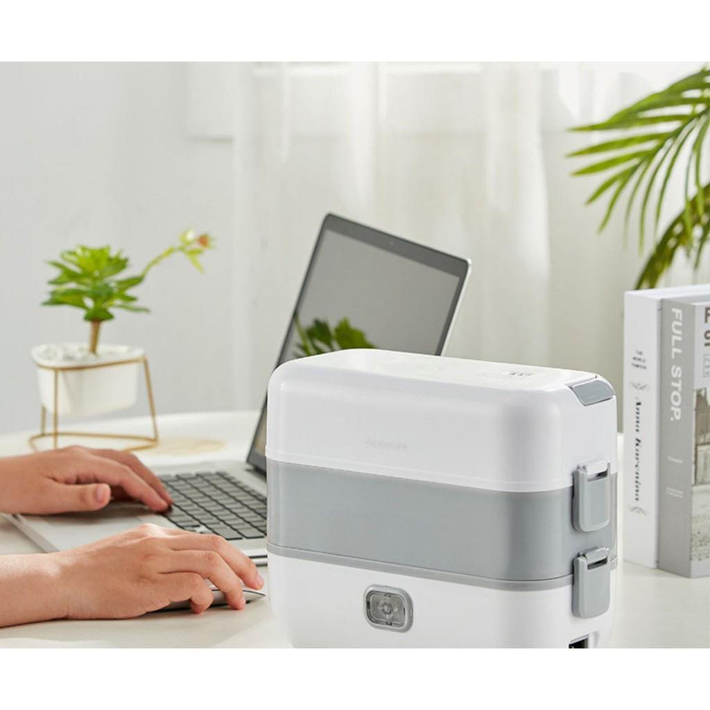 Hộp Ủ Cơm Cắm Điện LUNCHBOX Cao Cấp Hộp Cơm Văn Phòng 2 Tầng 4 Bát Inox Có Chức Năng Giữ Nhiệt, Hâm Nóng và Tự Nấu Chín