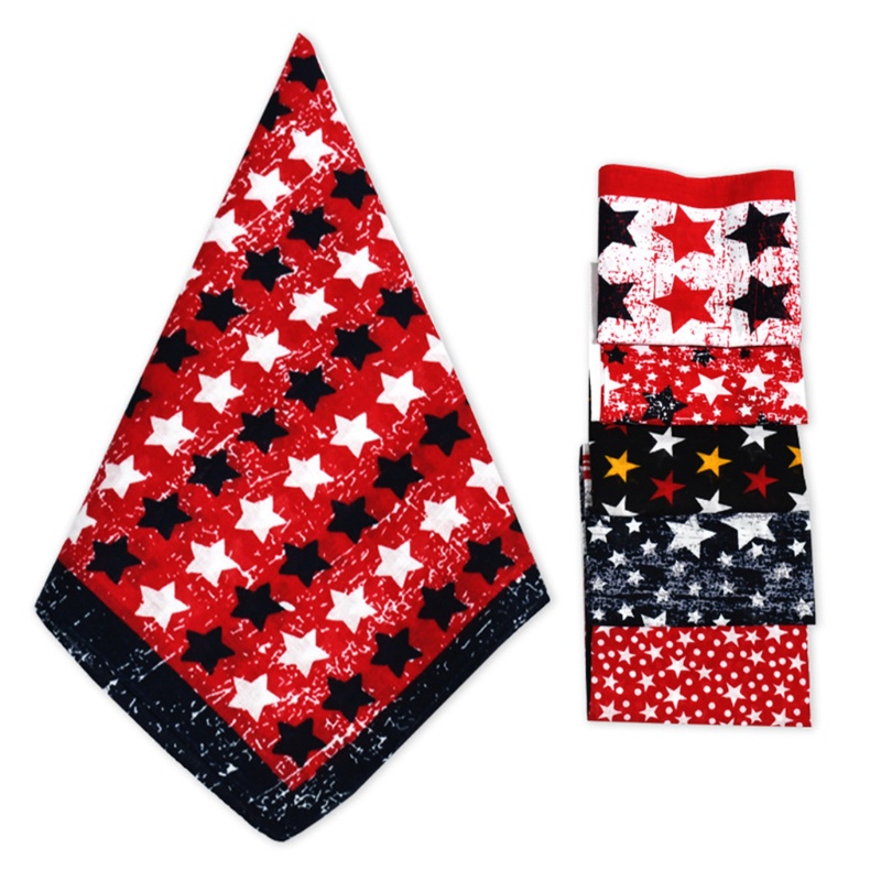 Khăn Choàng Cổ Bandana Bằng Cotton In Họa Tiết Sọc Ngôi Sao Hình Vuông Có Túi Kèm Băng Đô Thể Thao