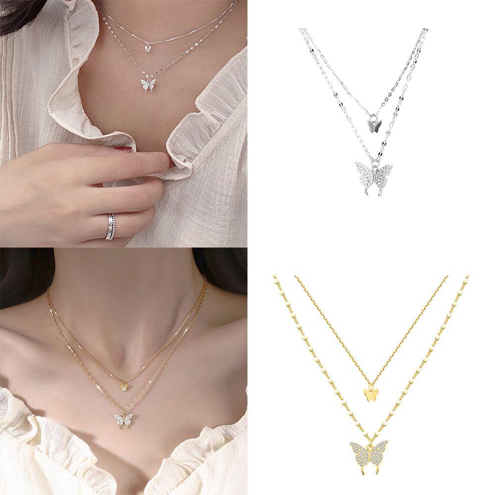 DIACHAVN Vòng cổ Mặt Bướm Lấp Lánh