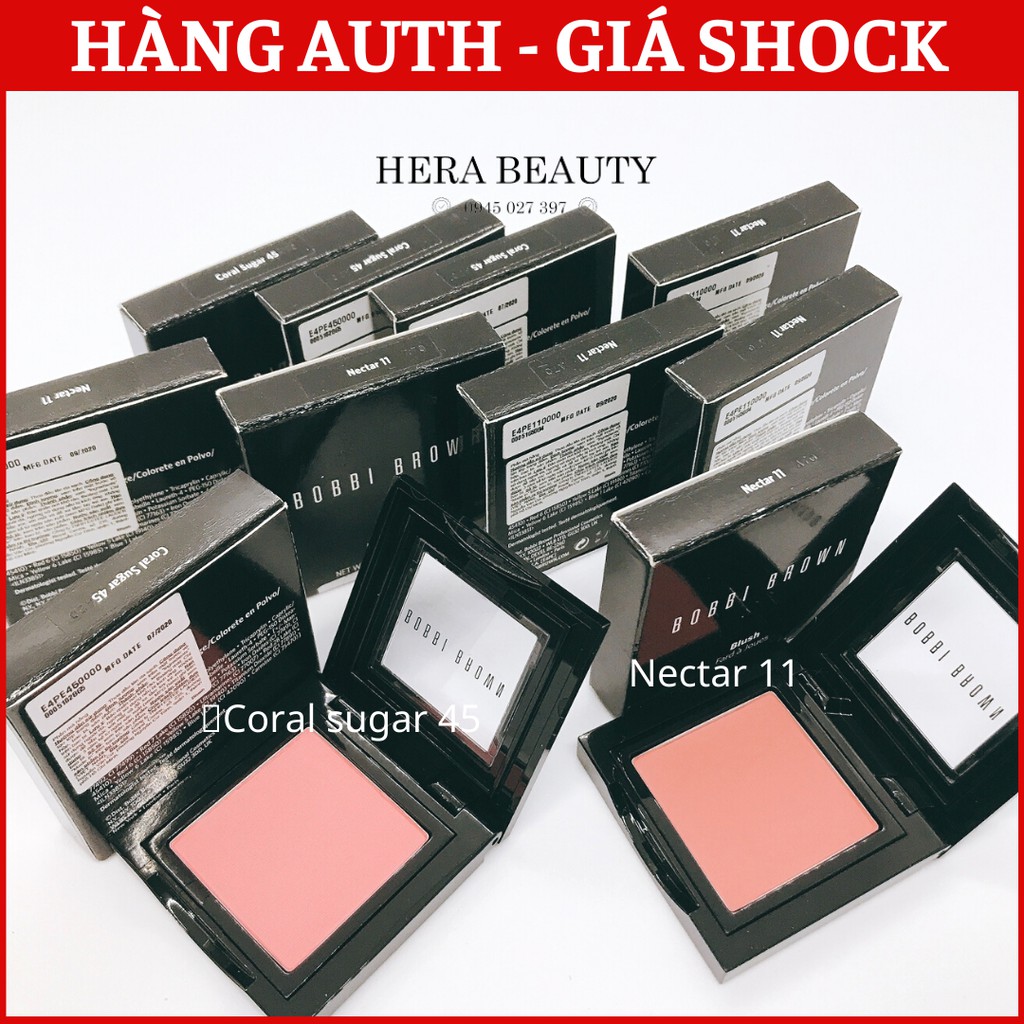 Tem hãng- Phấn Má Hồng Bobbi Brown Blush 3.7gr Màu Nectar11- CoralSugar 45- Clementine